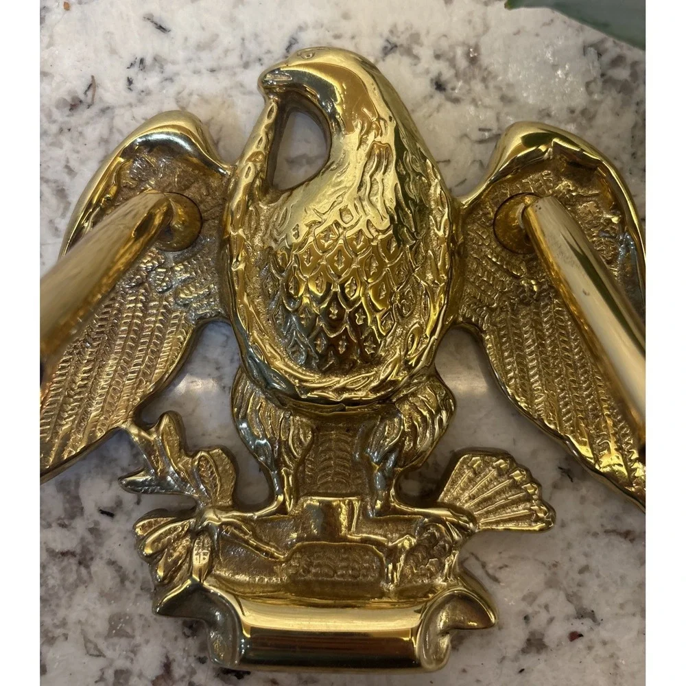 Vintage Solid Brass Eagle Pen Holder Desk American Patriotic Spread Wing